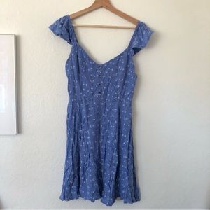 Billabong Forever Yours Periwinkle Blue Floral Button Detail Dress Sz M